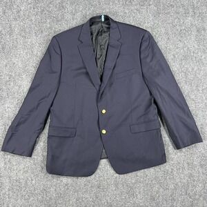 Ralph Lauren Blazer Mens 46R Navy Blue Gold Wool Button Two Button Jacket